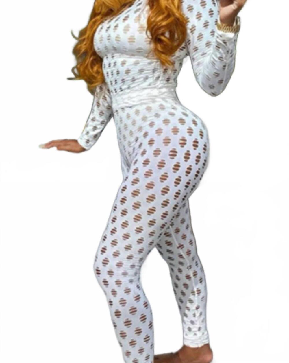 NEW JIREH CLOTHING kitt knit mesh set in white